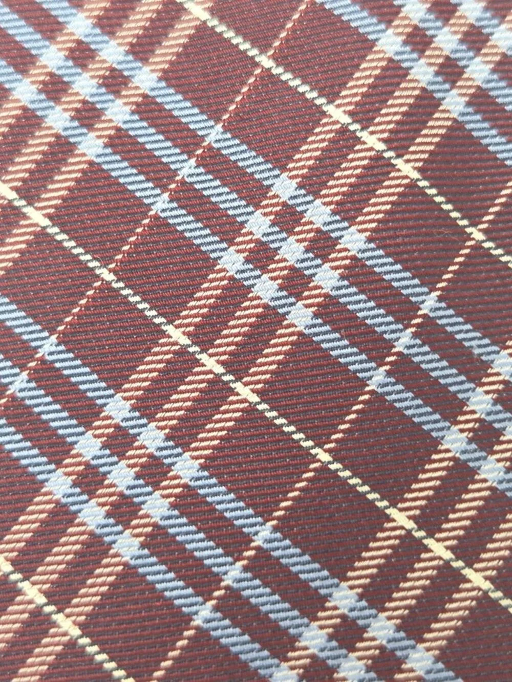 Joseph And Lyman Mens 100% Silk Tie 58 Inch Burgundy Blue Plaid Pattern
